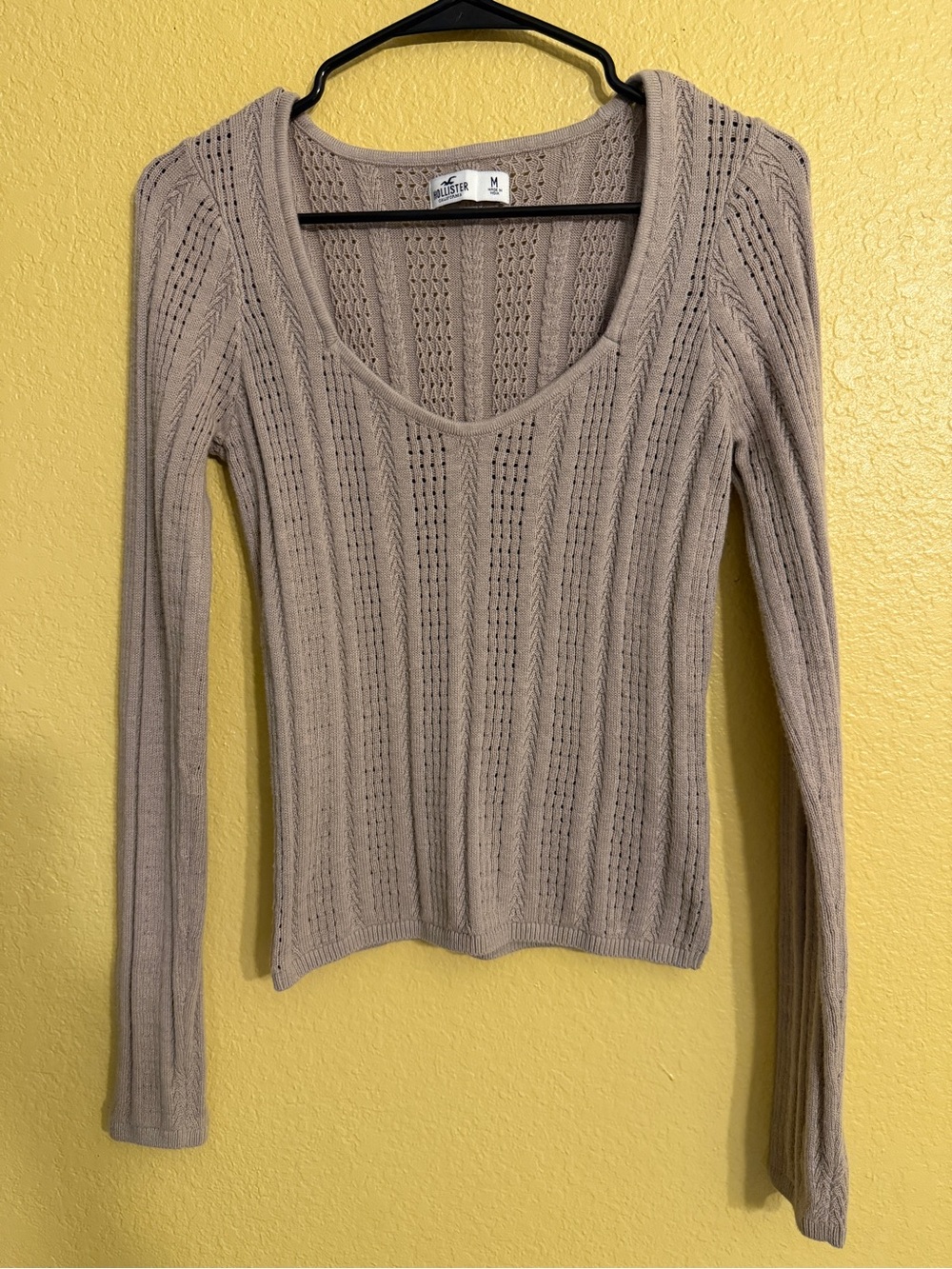 Hollister Scoop Neck Taupe Knit Top